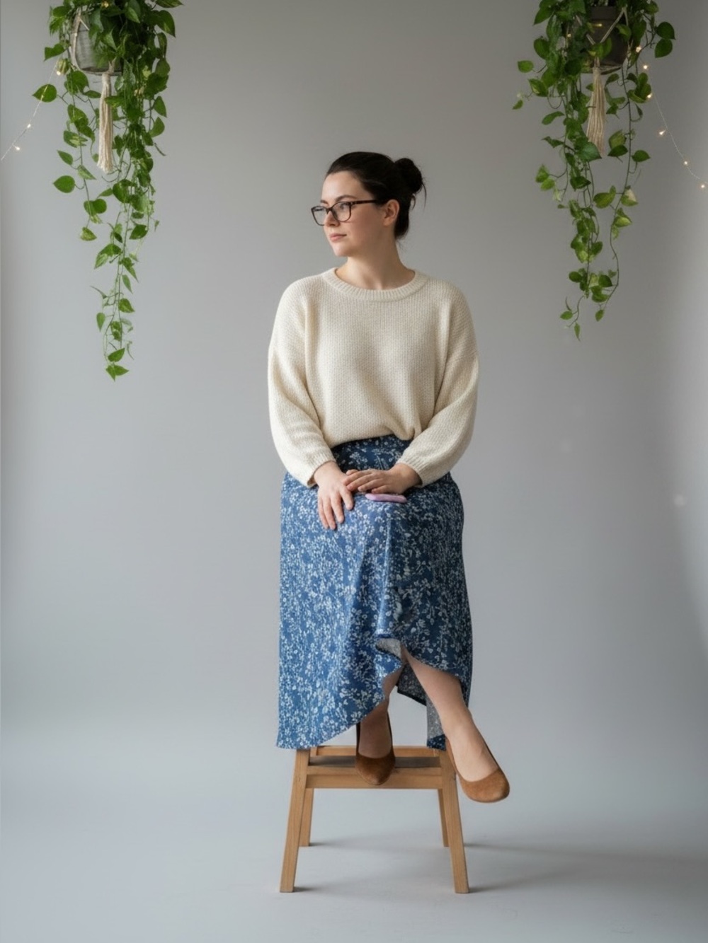 Inherit Navy Floral Midi Skirt Size Large – Modest Cottagecore Prairie Style